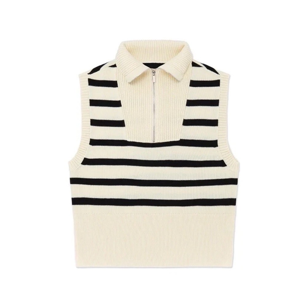 WeWoreWhat Striped Sleeveless Collared Sweater Vest size L
